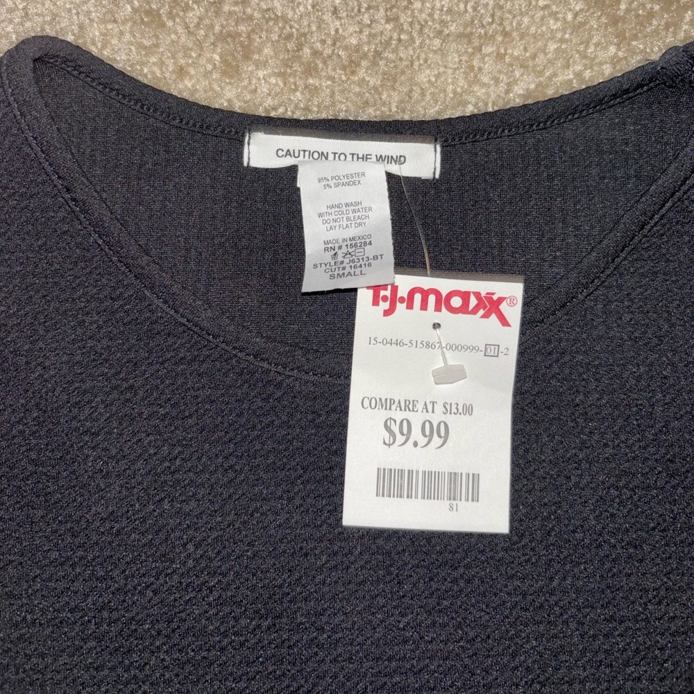 NEW WITH TAGS; Caution To The Wind; Small Black Short Sleeve Blouse